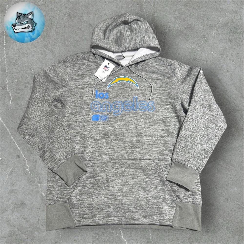 New Nike Los Angeles Chargers Performance Fleece‎ Pullover Hoodie Grey Size XL
